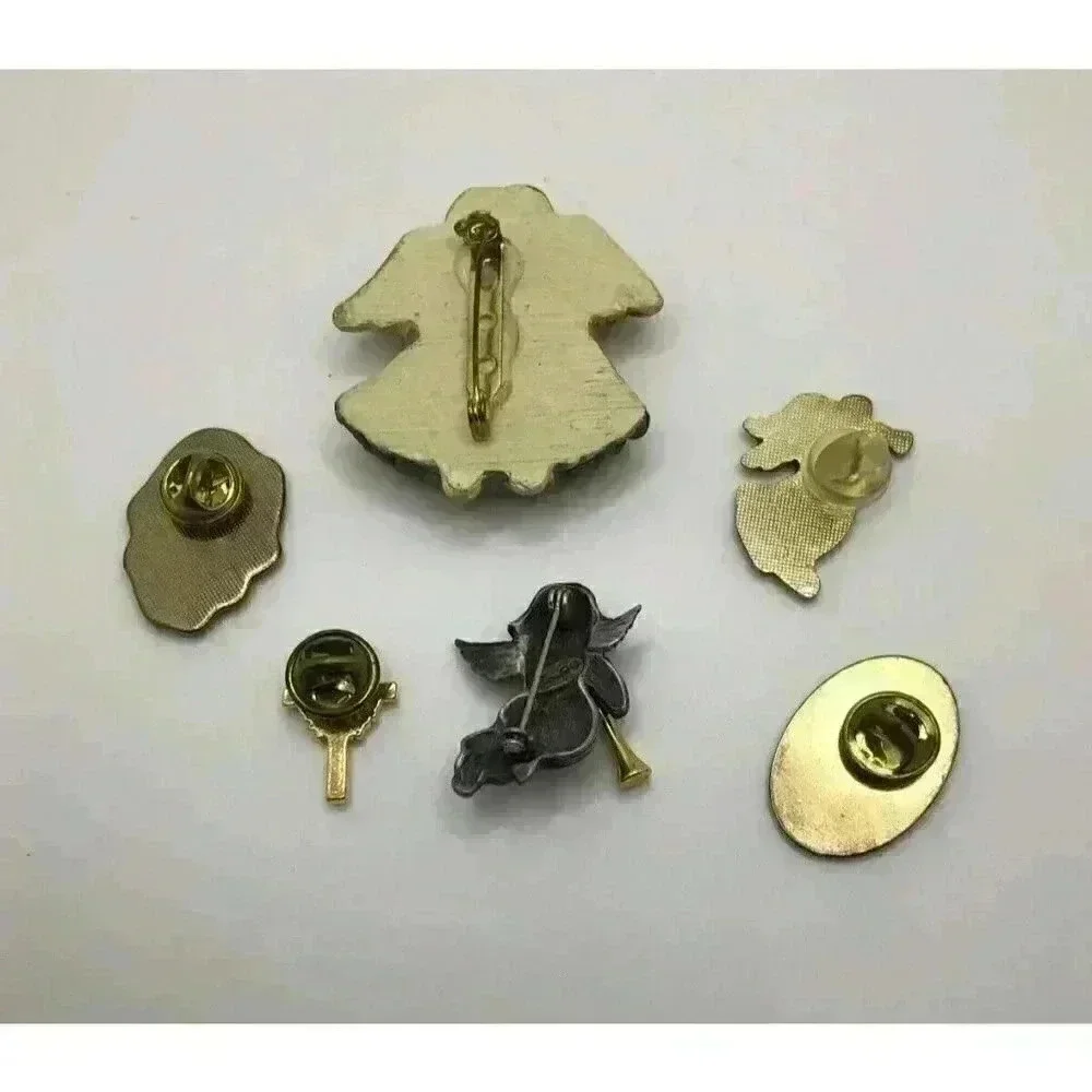 Angel Brooch Pin Lot of 6 Cross Christmas Heaven Christianity 1 Signed‎ Doria